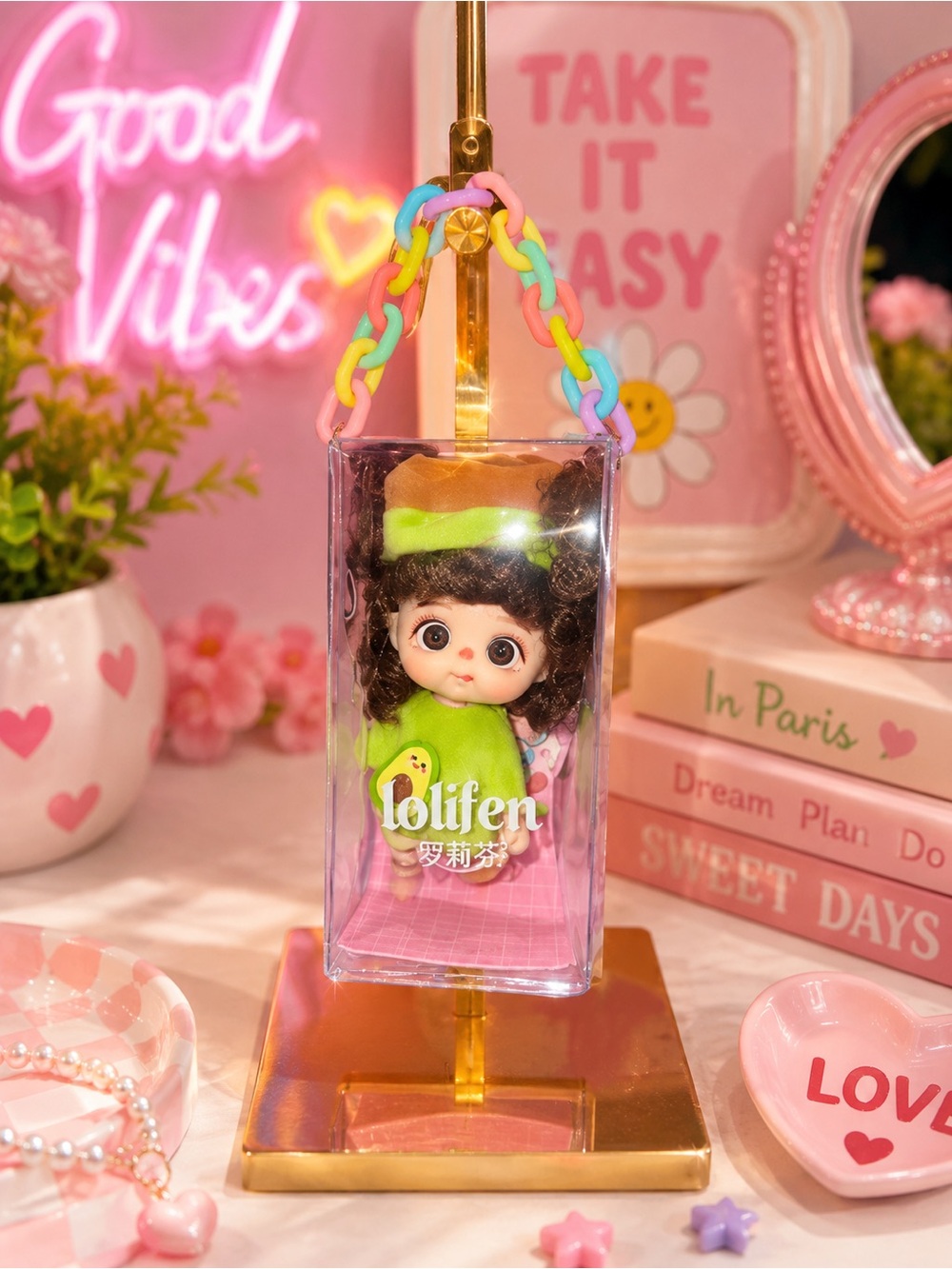 Lolifen (Luolifen) Mini BJD Vinyl Doll Keychain / Phone Pendant.